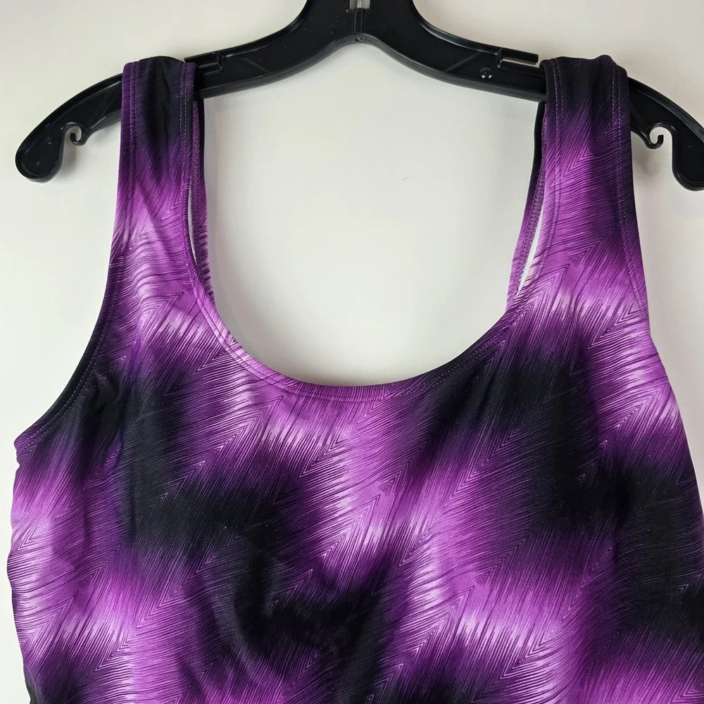 Catalina Womens 1X Swimsuit Purple Nylon‎ One Piece Full Coverage Swimwear